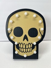 Target Hyde Eek Lit Light Up 10" Wood Skull Sign Decor Halloween NEW Retro