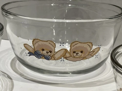 Vintage Anchor Hocking "Theodore Country Bear" mixing bowl Set Ovenware