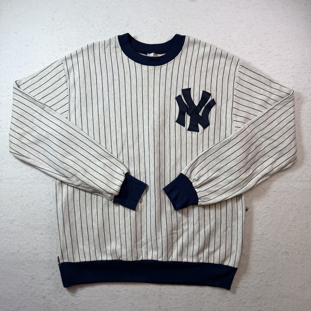 Majestic New York Yankees Vintage Pinstripe Knit Sweater USA 90's