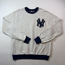 Majestic New York Yankees Vintage Pinstripe Knit Sweater USA 90's MLB Men's XL