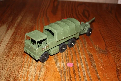 Vintage Rare Timmee Army 5-Ton Truck and Matching Elevating Cannon - Marx, MPC