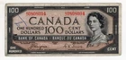 *1954* BANK OF CANADA ONE HUNDRED 100 DOLLAR DEVIL'S FACE BANK NOTE AJ 0808094