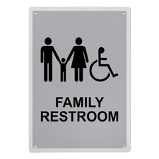 Family Restroom Sign, 8.5 x 11 in", ADA Unisex Family Assisted Sign