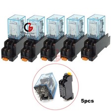 5 PCS 12V DC Coil Power Relay LY2NJ DPDT 8 Pin HH62P JQX-13F With Socket Base