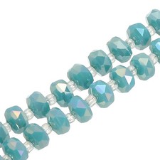 Crystal Glass Beads, 8 mm Rondelle Crystal Beads, Turquoise Blue Porcelain