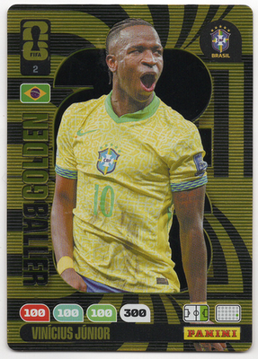 2 Vinicius Junior (Brazil) Golden Baller Panini Adrenalyn XL World