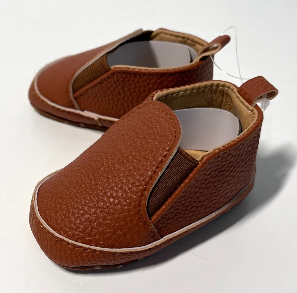 Infant Baby Shoes Size 1 (9-12 Months) Faux Leather Shoes Brown NEW - Image 2 of 4