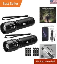 High Lumens LED Flashlights - Waterproof, Adjustable Focus, 2 Pack - For Outd...