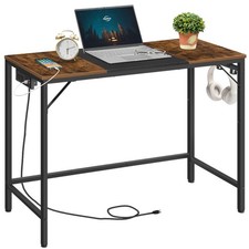 Computer Desk, Home Office Desk with Power Outlet, Modern Study Writing Desk ...