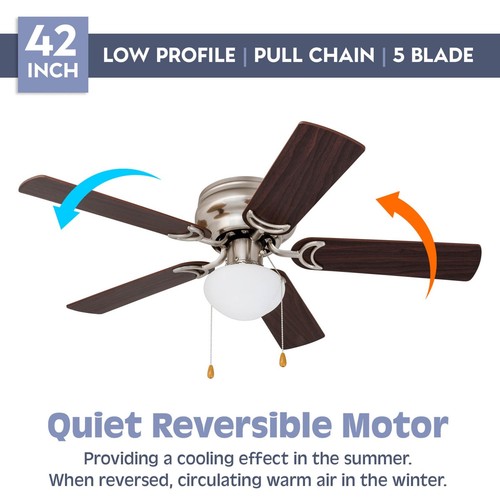 Alvina, 42 Inch Traditional Flush Mount Indoor LED Ceiling Fan with Light, Pu... - Picture 4 of 9