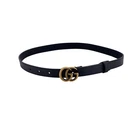 Gucci Marmont Slim Black Leather Belt with Buckle GG, Size 70/28