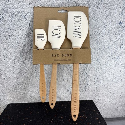 Rae Dunn 3 piece Spatula Set Easter HIP HOP HOORAY! Great For Baking Cakes