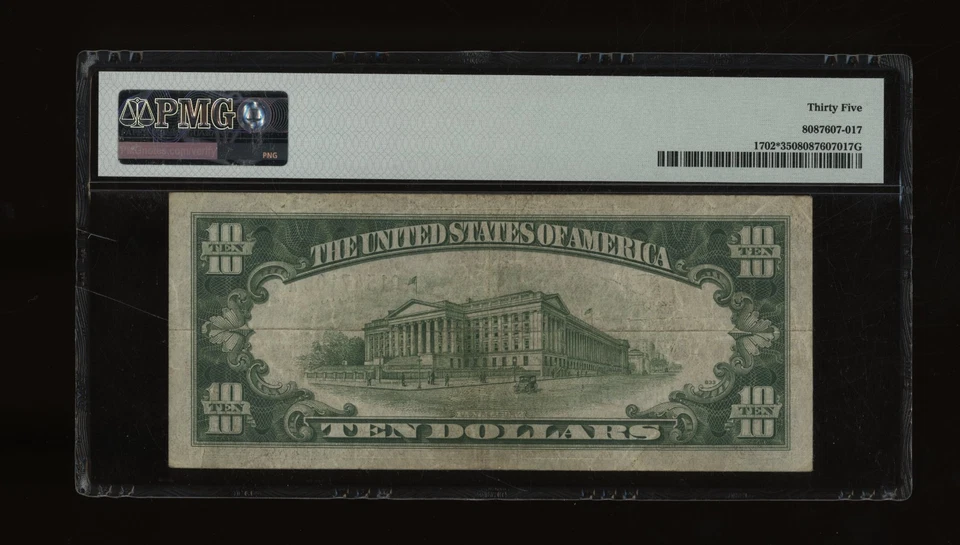 DBR 1934-A $10 Silver STAR Fr. 1702* PMG 35 Serial *01547105A - Image 2 of 2