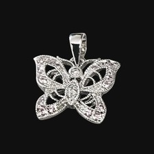 925 Sterling Silver Butterfly Pendant with Clear Gemstones