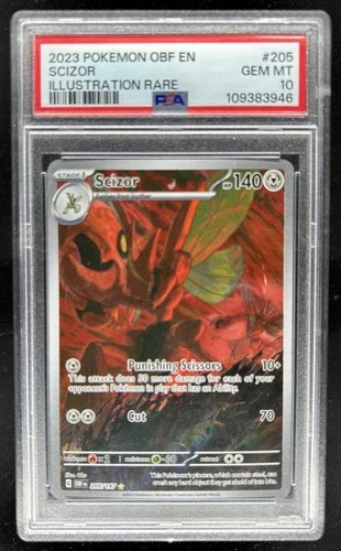 2023 Pokemon SV Obsidian Flames Scizor Illustration Rare 205/197 PSA 10