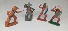 Barclay Manoil Lot Of 4 Vintage Cowboy Indian Lead Toy Figures