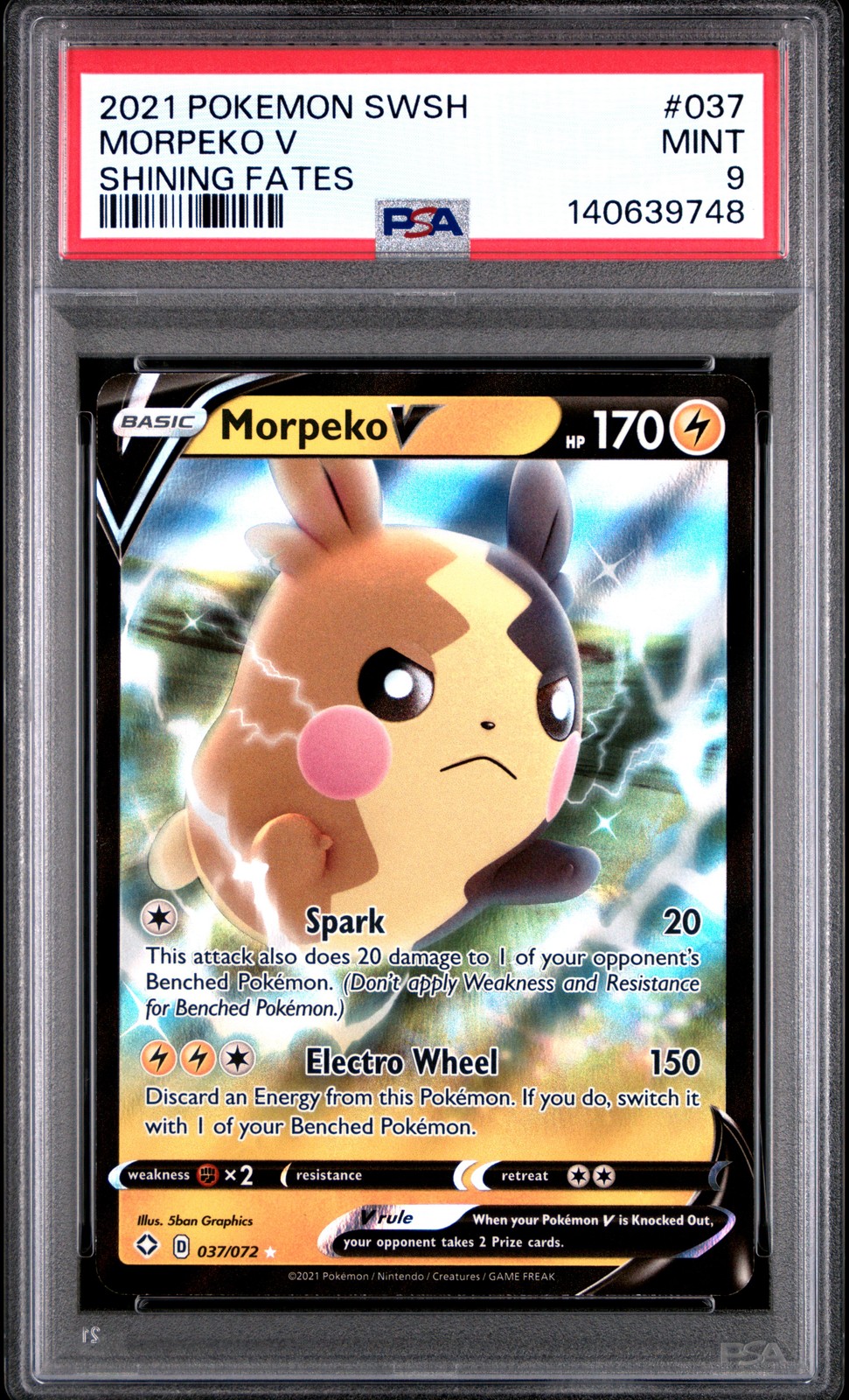 PSA 9 - MORPEKO V #037 - 2021 POKEMON SWORD & SHIELD SHINING FATES FULL ART