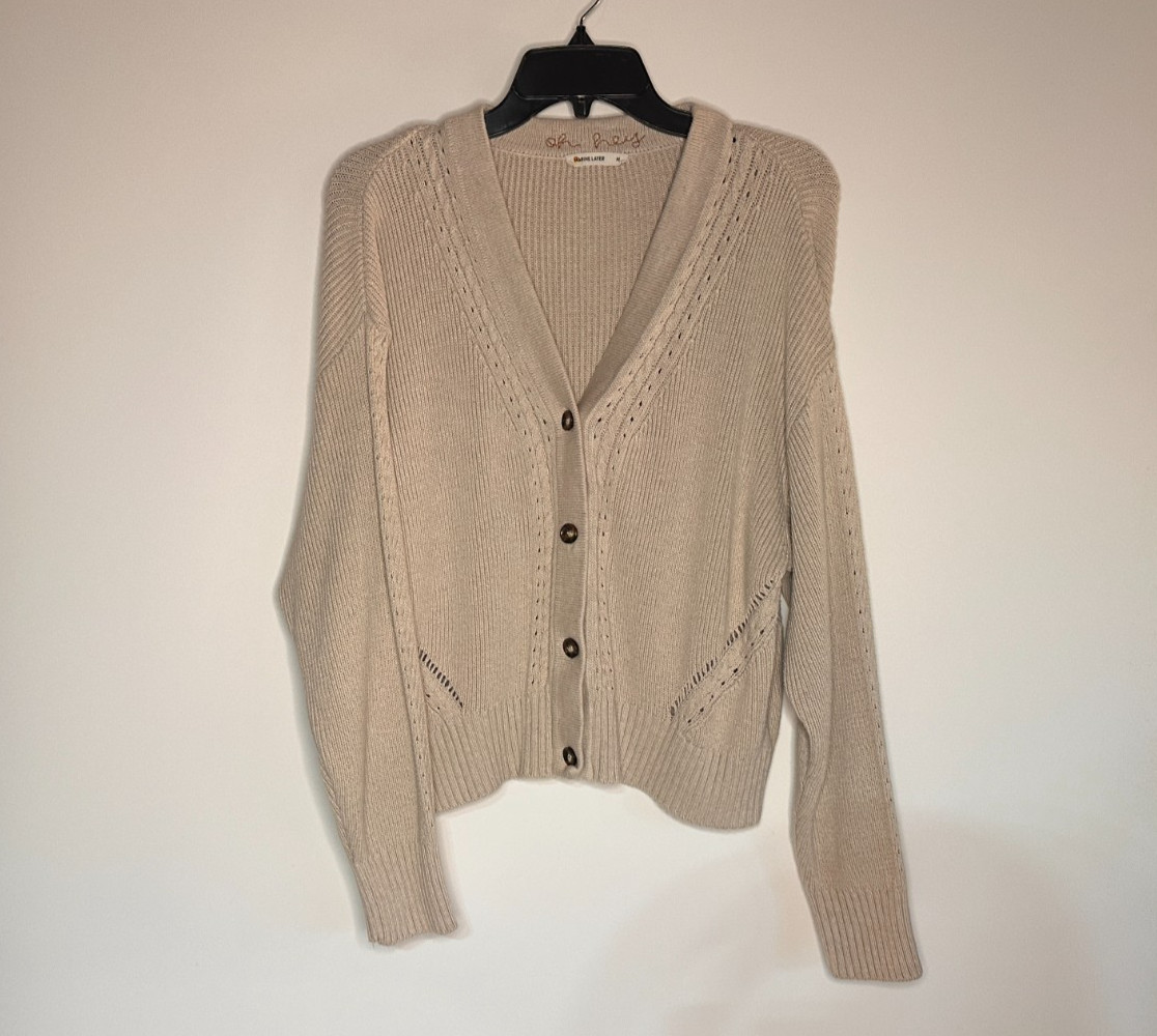 Marine Layer Beige Knit Button Front Cardigan Wom… - image 1