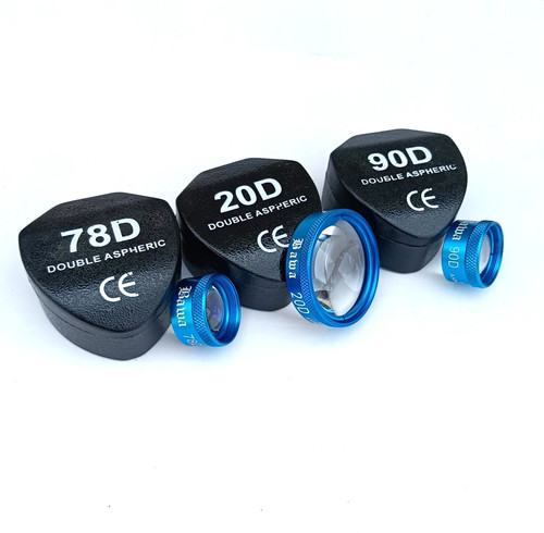 Lente Retina Oftalmoscopia Indiretta Asferica Doppia 20D 78D & 90D Colore Blu - Foto 4 di 11