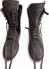 Chanel Damenstiefelette grau Leder Steppung G...