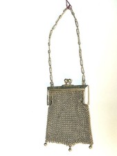 Silver Tone Flapper Mini Mesh Coin Purse 1920s