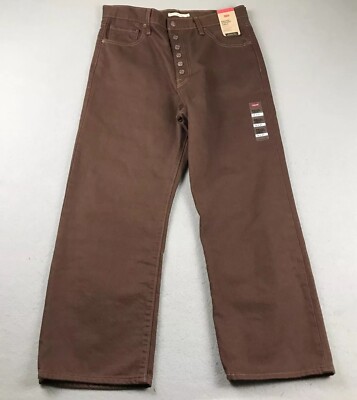 Levis Jeans Mens 32X27 Brown Denim Ribcage Straight Ankle Button Fly NWT