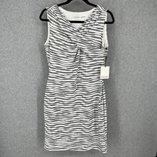 Calvin Klein Textured Sheath Dress Size 8 Gray White Office Career Neutral NEW