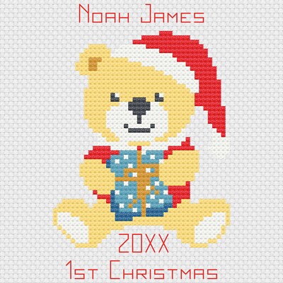 Cross Stitch Kit or Pattern - Florashell - 1st Christmas Teddy Boy