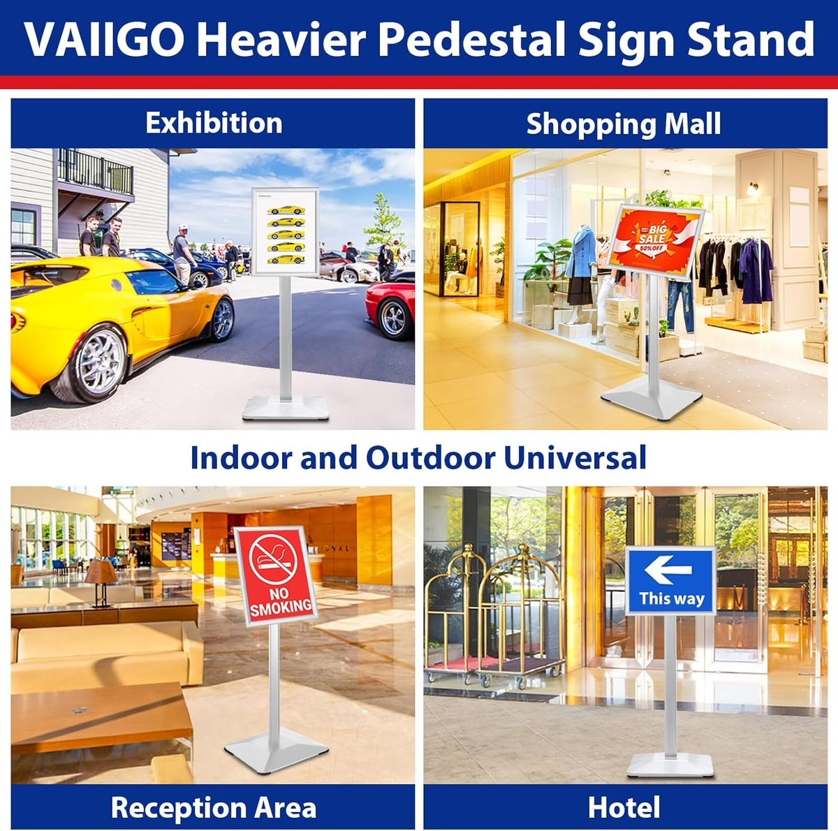 Sign Stand Pedestal Sign Holder Poster Stand 3Packs