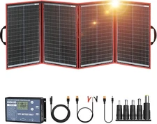 220W 18V Portable Foldable Solar Panel Kit - 2 USB Output & Adapters 12V Station