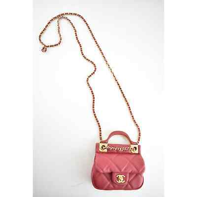 Chanel 21A Pink Mini Flap Card Holder With Chain Handle Shoulder Crossbody  Bag