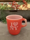 RARE VINTAGE ANCHOR HOCKING MUG CUP I LOVE NEW YORK NY RED HEART