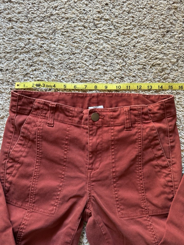 CAbi Cargo Utility Pants Women 8 Red Skinny Ribbed Stretch Mid Rise