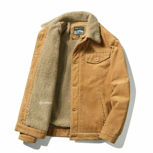 Men's Jacket Corduroy Sherpa Trucker Fur Fleece Lined Classic casual Coat - Bild 11 von 22