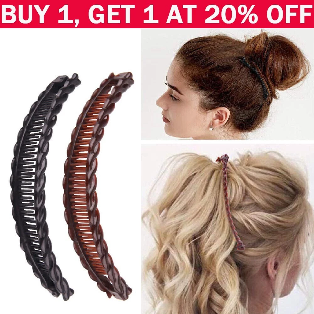Large Banana Hair Clip Tort Twisted Long Fish Clip Comb Grip UK Womens La s2