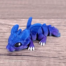 3D printed Dragon Hatchling flexi fidget articulated toy 2.25" galaxy gradient