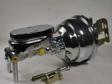 Chevy 55-57 7" Dual Power Booster + Smooth Master Cylinder & Brackets Chrome