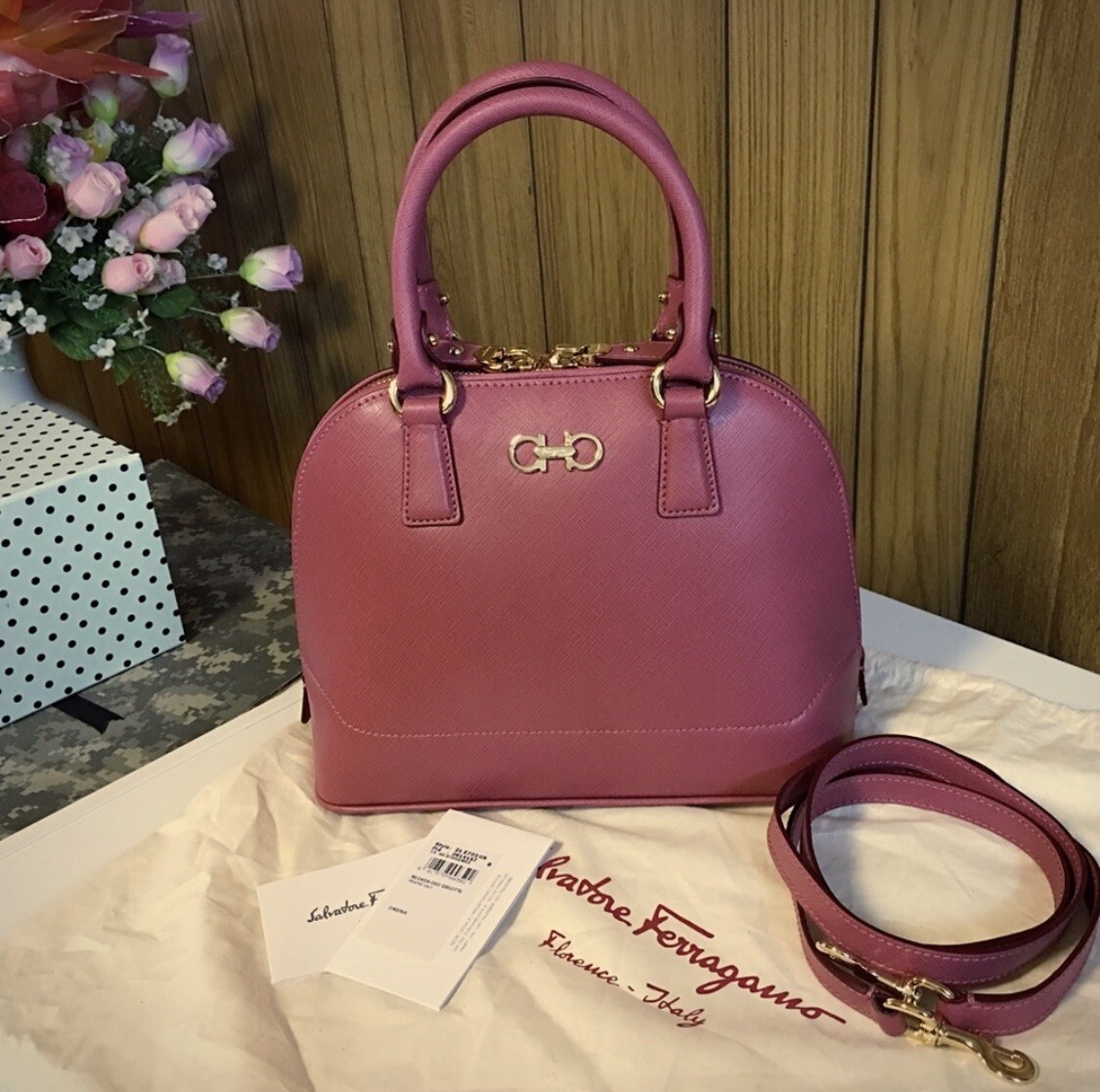 salvatore ferragamo top handle bag new with tag
