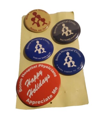 Vtg 5 Boone Hospital  Center Pinback Button ''Appreciate Me'' Different