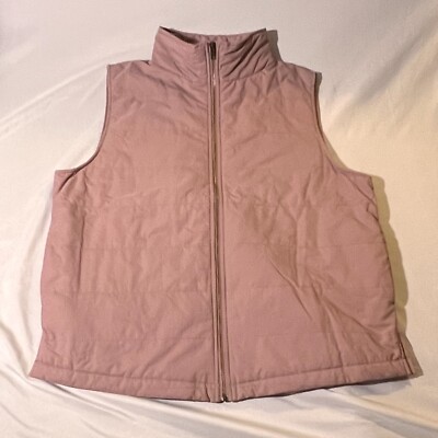 Umgee Women's Vest  Quilted Full Zip Puffer Plush Sz L Lavendar