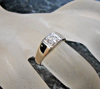 Bague solitaire or blanc 18K diamant 0,45 ct H-VS poincon aigle T 56 - Photo 1/4