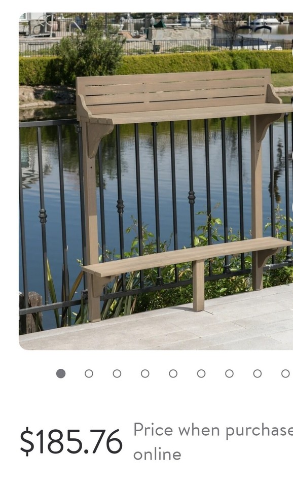 Outdoor Acacia Wood Balcony Bar Table, Gray Finish eBay