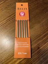 Boye 7-Inch Aluminum Double Point Knitting Needles, Size US 8 5mm NEW Gold