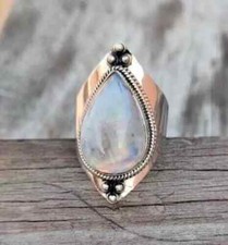 Beautiful Rainbow Moonstone Ring 925 Silver Handmade Birthday Ring All Size R234