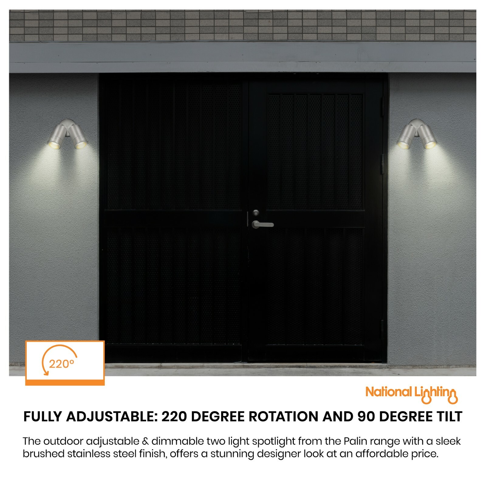 Saxby Atlantis 2 X 35w Outdoor Twin Wall Spot Light Marine Grade  