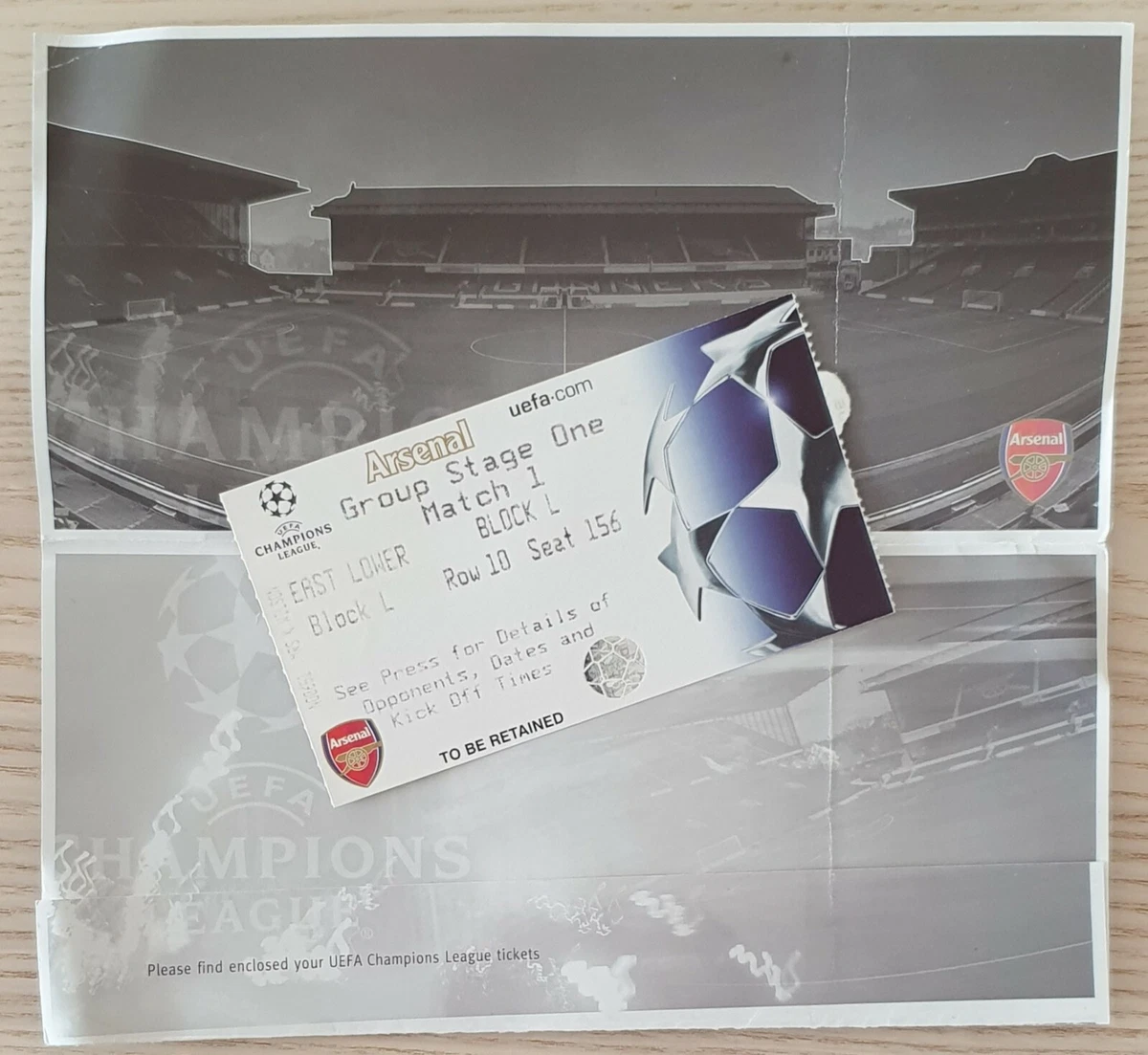 Ticket )) PSG V ARSENAL - Coupe Europe C2 1993/94