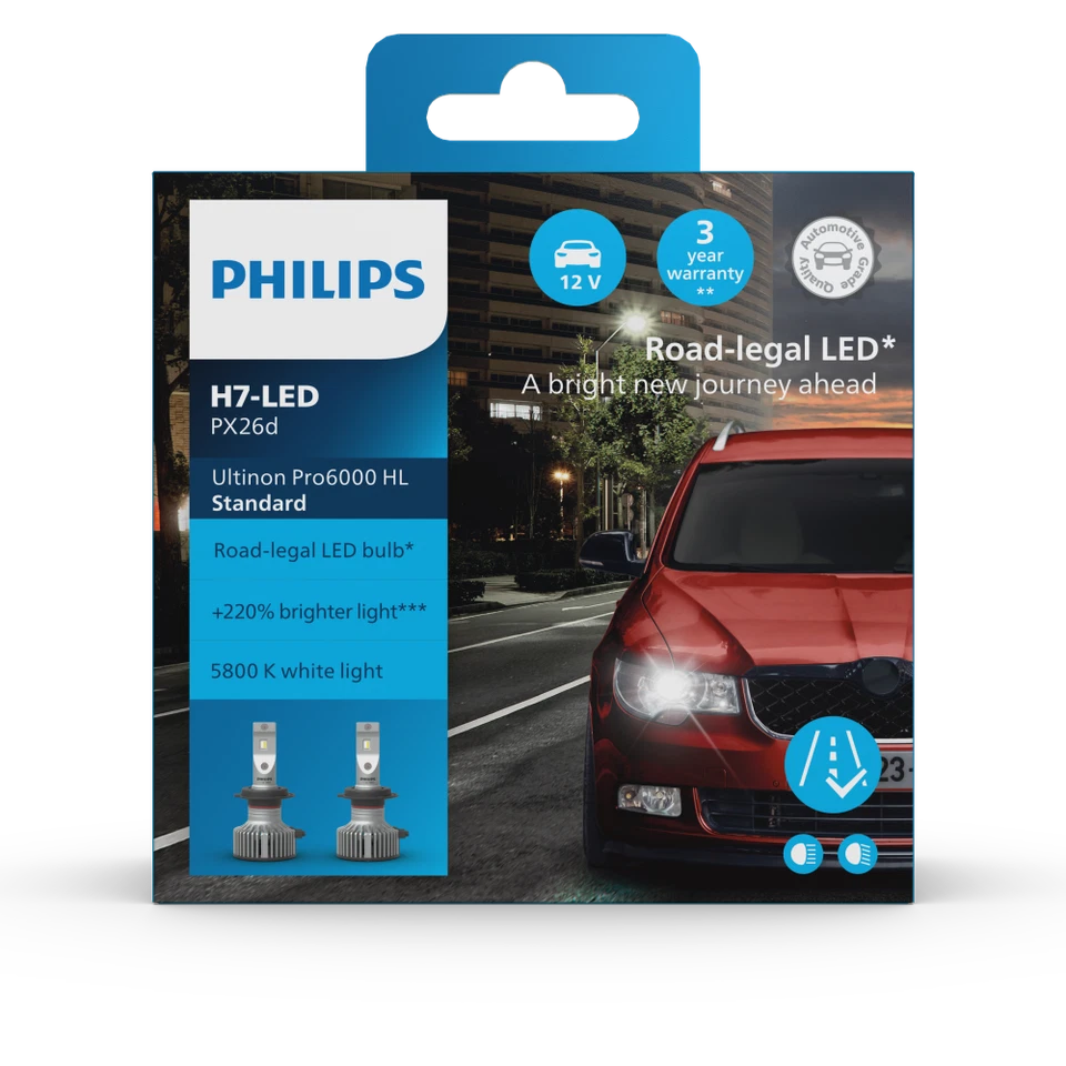 Philips Ultinon Pro6000 H7 LED Standard 11972U60SX2 LED +220%* - Bild 2 von 4