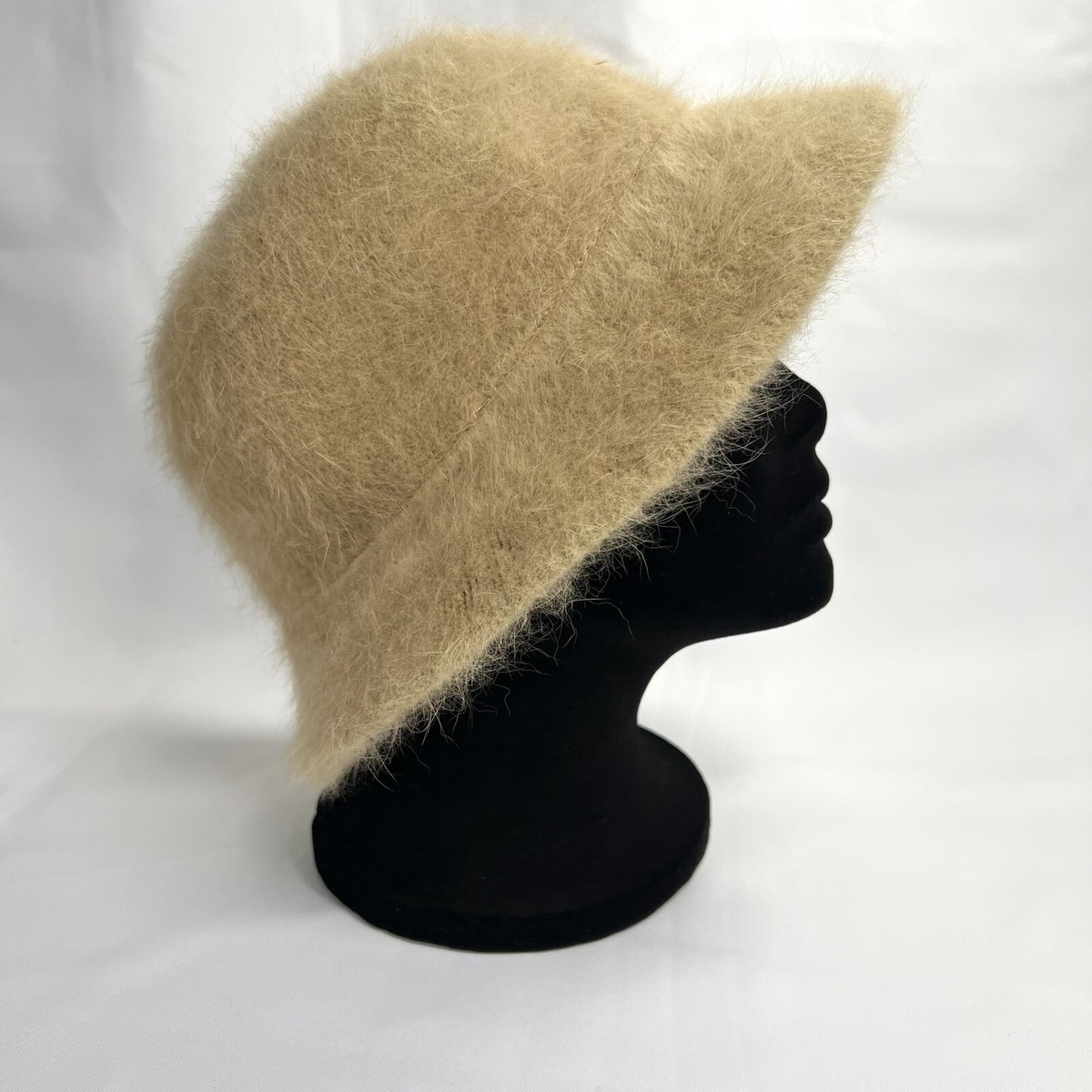 Vintage ARLIN Womens Beige Angora Classic OS Bucket Hat Winter