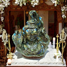 Natural Handmade Labradorite Gemstone Shiva Head Statue Sculpture Art Decors