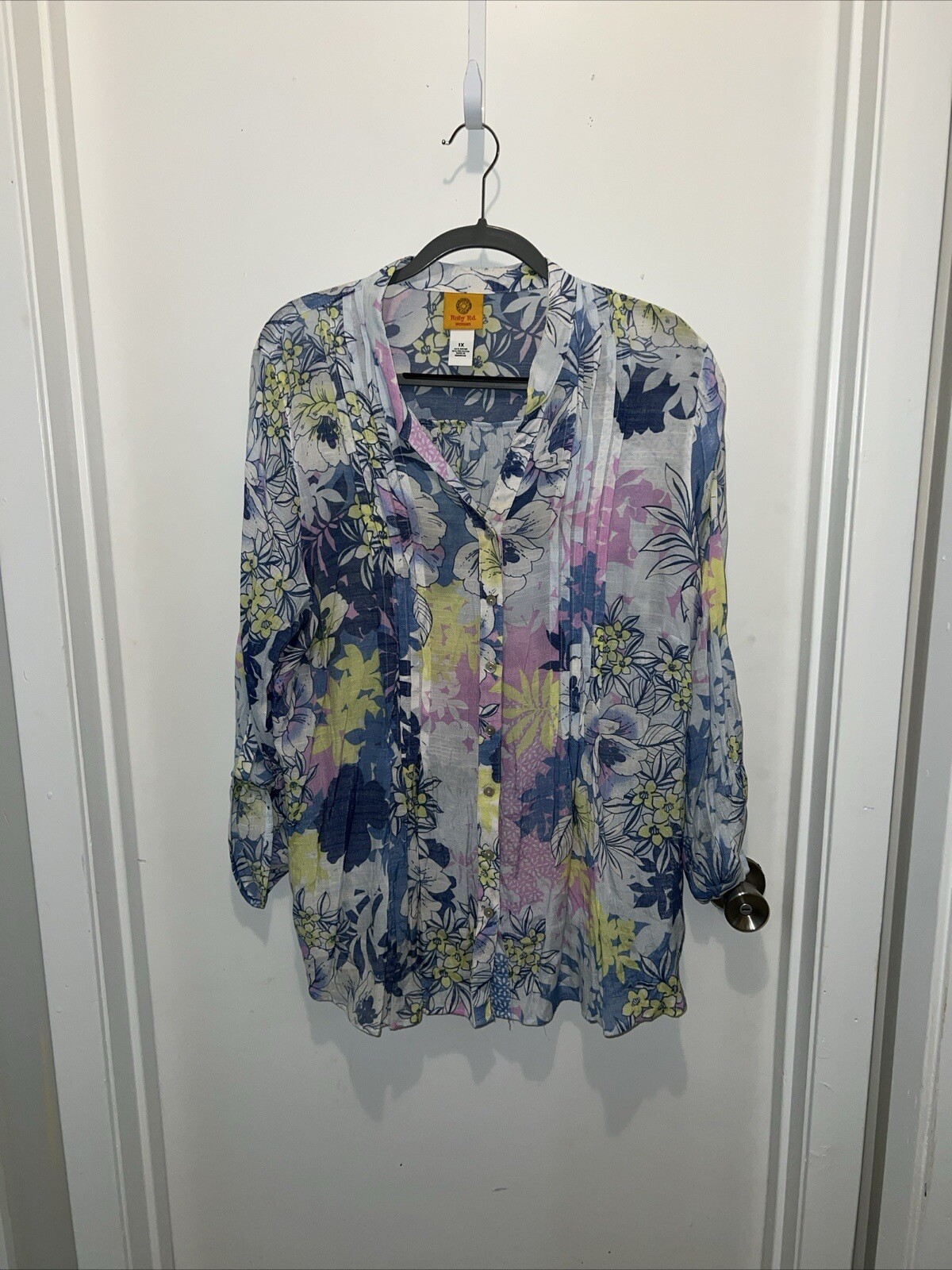 Ruby Red 1X Floral Top - image 1